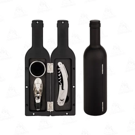 Set de Vino de 3 Piezas en Estuche con Forma de Botella