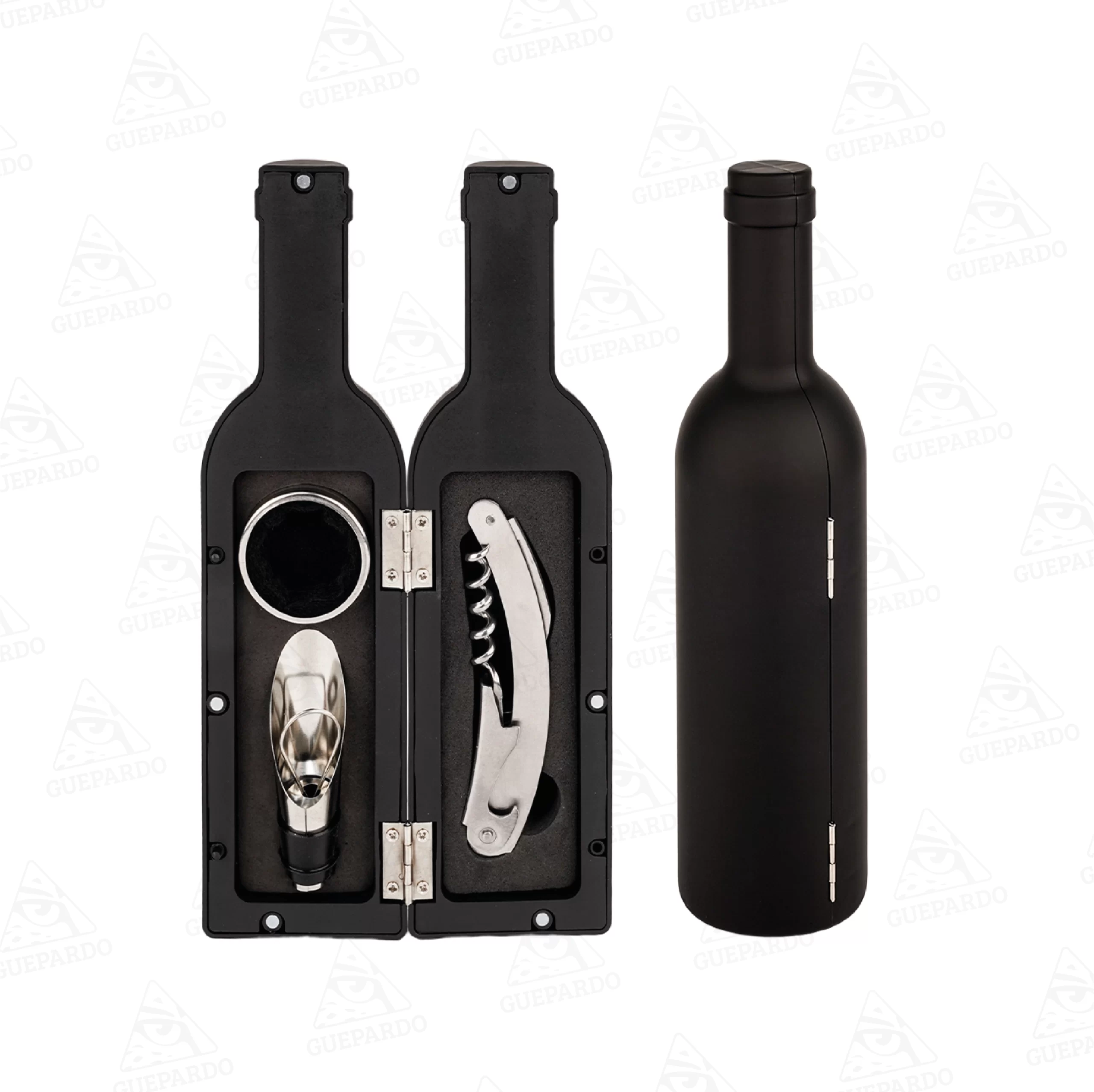 Set de Vino de 3 Piezas en Estuche con Forma de Botella